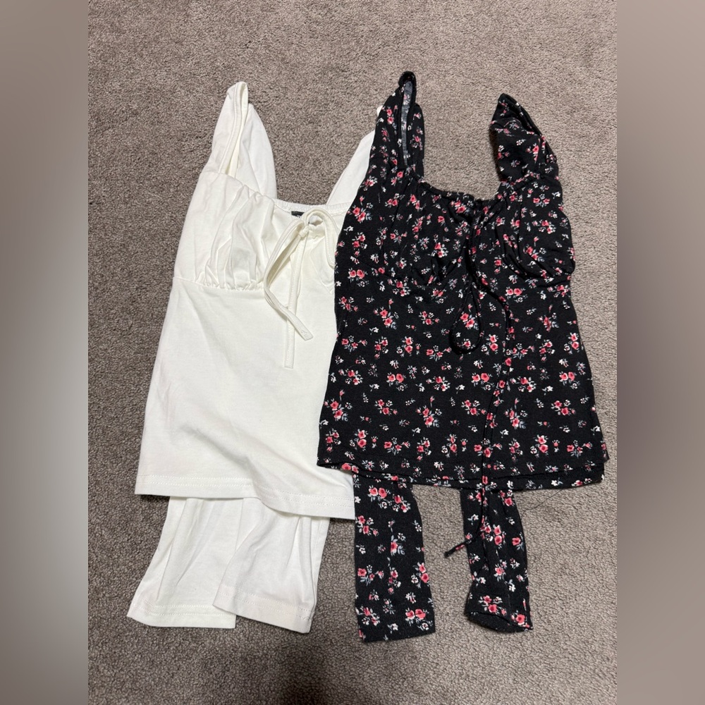 Women’s Long-Sleeve Square Neck Crop Top with Tie Bundle